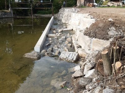 Bau einer Fischaufstiegshilfe in Cröffelbach